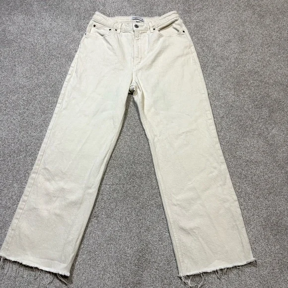 Abercrombie & Fitch 90s Relaxed Jean High Rise Curve Love Off-White Cream Jeans - Picture 1 of 9